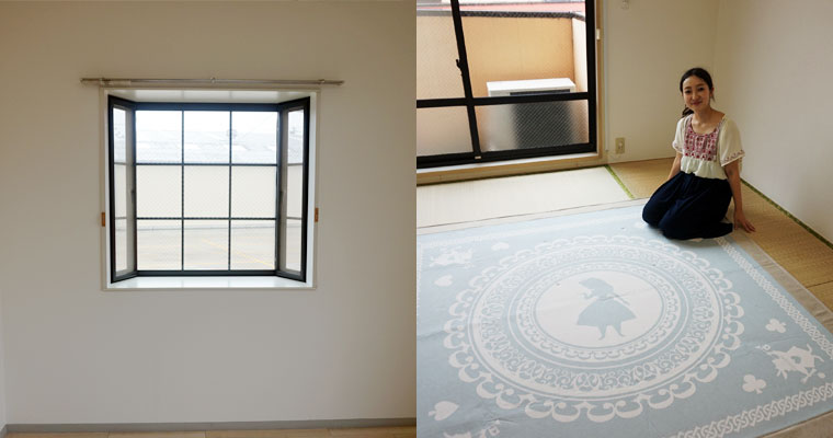 左：お花を飾りたくなる可愛らしい出窓　右：隣は、和室！ 畳にお布団を敷いて寝るのもいいですね