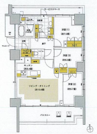 晴海フラッグ サンヴィレッジE棟309（東京都中央区）の間取り図