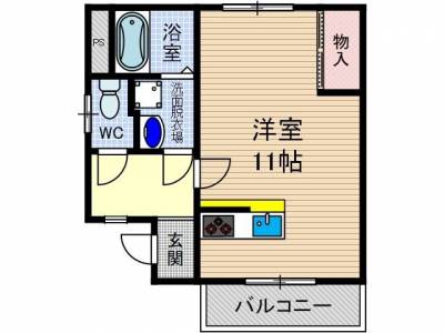イーグルキューブ角部屋103号室（大阪府茨木市）の間取り図