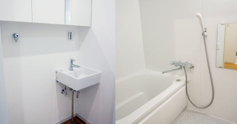 左：洗面台　右：お風呂
