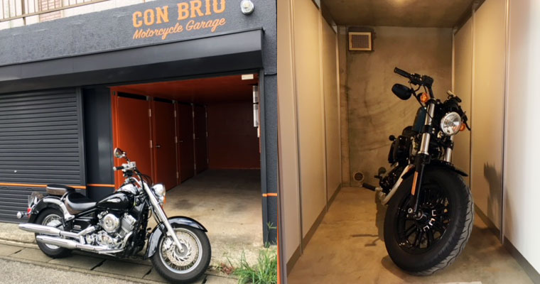 1階はバイクが置けるガレージがあります