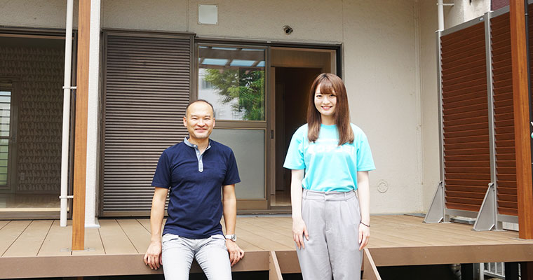 フローラ花俣前で大家さんとウチコミ!宣伝部