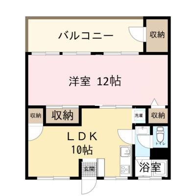 広々12畳洋室＋バルコニー付きの1LDK