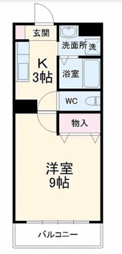 広めの洋室が魅力の1K！設備充実！！家具配置もしやすく快適