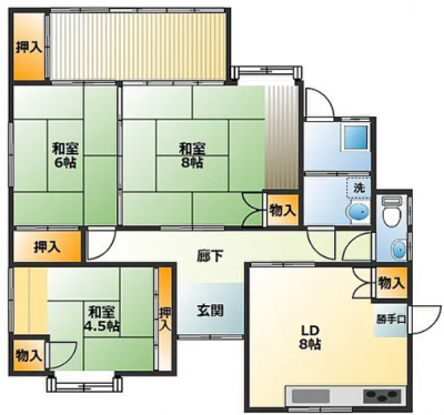 3DKの広々した間取りです。