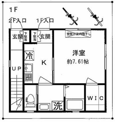ワンフロア1部屋にして広めの
1Ｋの間取りにしました♪