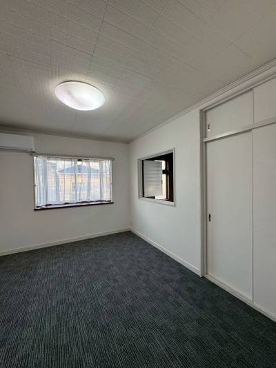 全面鏡収納付き珪藻土を天井壁に塗った洗面所