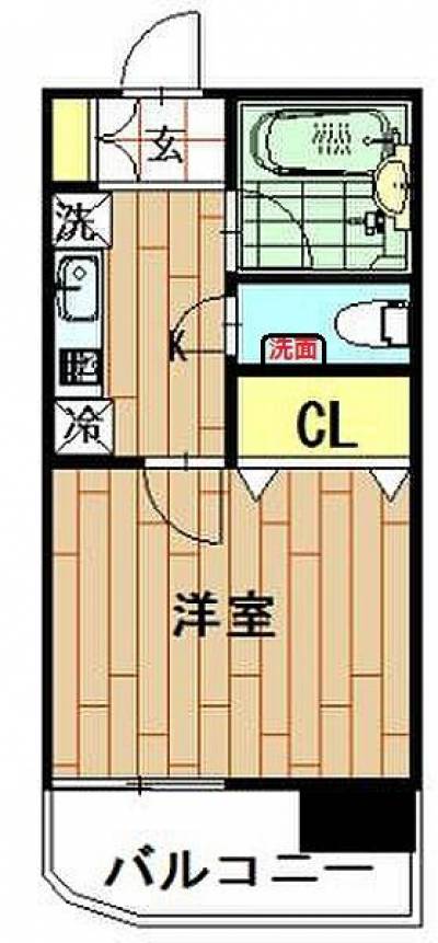 神奈川県川崎市中原区 ラ・ベル元住吉2階　1K　ネット無料の間取り図