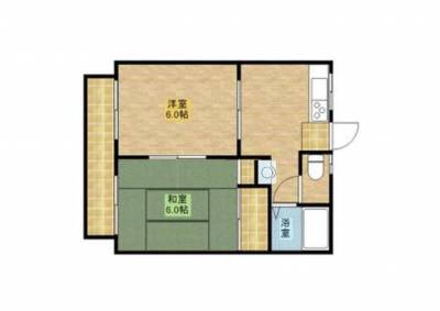 ひとり暮らし、２人入居も可能な2DKの間取り！