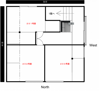 2階平面図。チリスペースがあります。