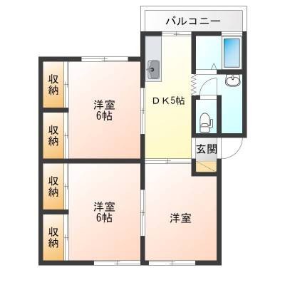 ６帖洋室２部屋は、６帖和室２部屋となっております。