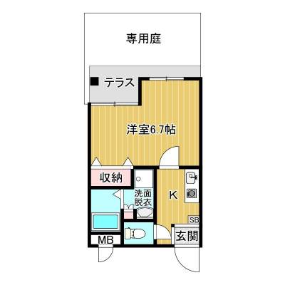 ３階のためテラスはベランダで専用庭なし