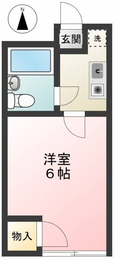 収納付の1K 18㎡