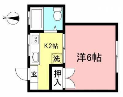 機能的なキッチンとリビング寝室は洋室。室内洗濯機設置です。