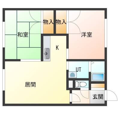 北海道旭川市 サンヒルズ忠別202の間取り図