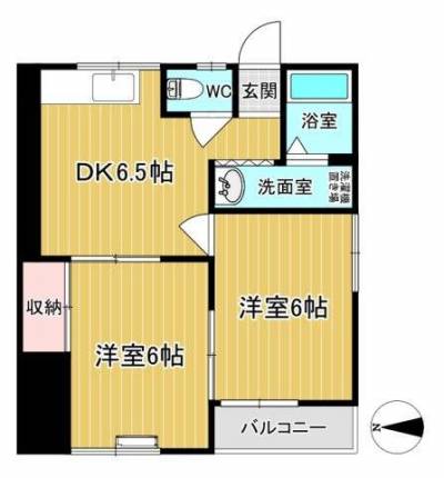 使いやすい振り分けタイプの２DKのお部屋となります！