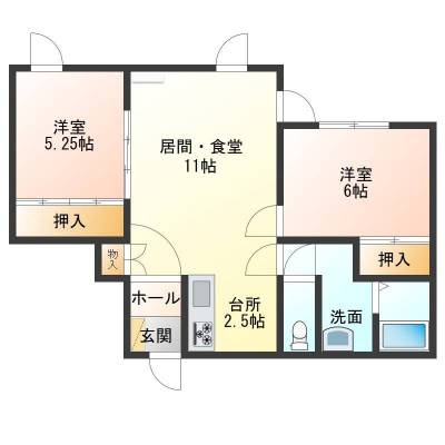 北海道旭川市 ロイヤルコーポサトウ202号室の間取り図