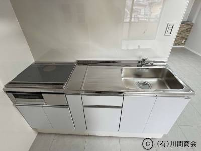 広々シンクにはIHクッキングヒーターを設置