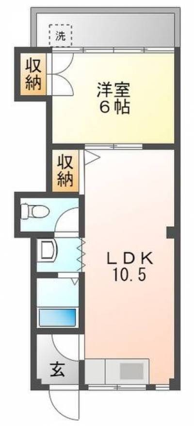 広い1LDK
