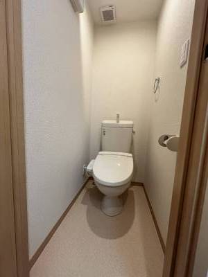 トイレは独立型、温水シャワー機能付き便座