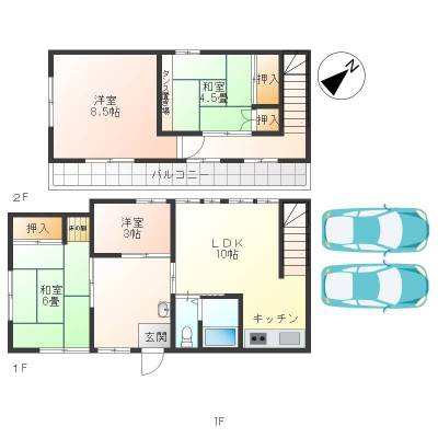 駐車場並列2台可能ですバイク、自転車おけます