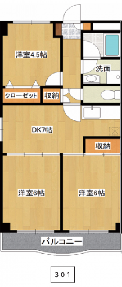 神奈川県秦野市 ソレアード３０１号室の間取り図