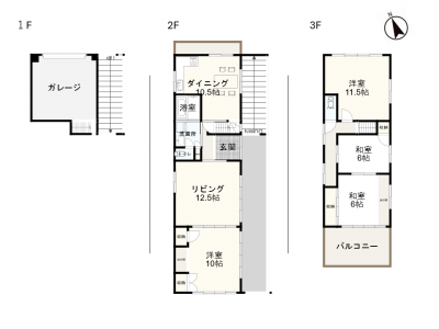 間取図　登記簿上は3階建てですが、実質2階建てです。