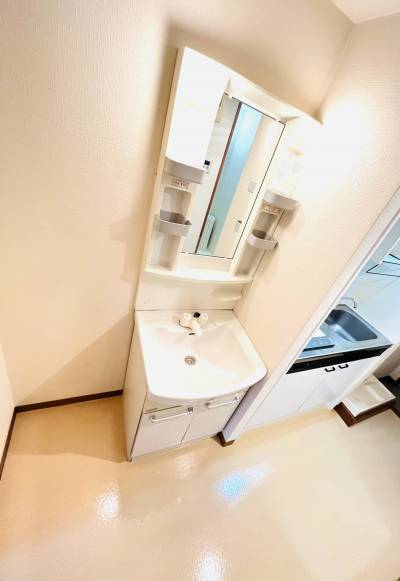 独立洗面台、冷蔵庫の置場