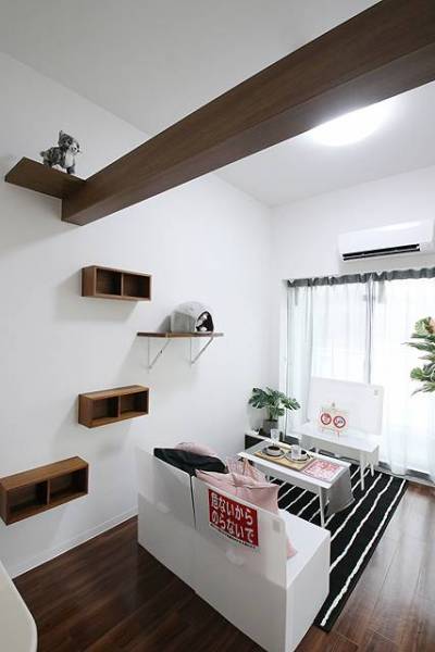 お部屋には猫ちゃん用ドア、登り棚、キャットウォークを完備。