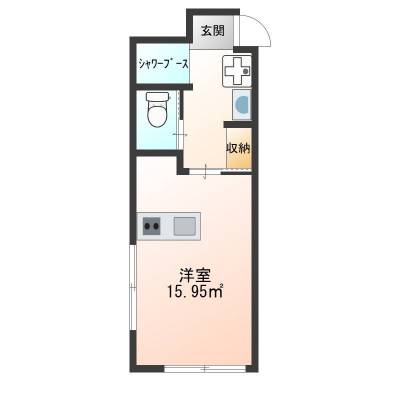 東京都世田谷区 三軒茶屋北口　「メゾンドアゼリア」　女性専用301ベランダ南向き角部屋の間取り図