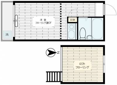 ロフト付のワンルームタイプ、ロフトを合わせると約21㎡