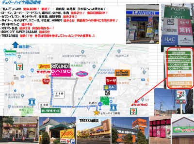 6分以内で、すき家、サイゼリア、オリジン、セブン、ダイソーも