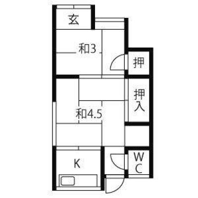 兵庫県神戸市中央区 西尾文化(中棟)1階西の間取り図