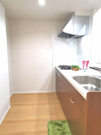 2,250mmワイド型対面システムキッチン！３口コンロ付♪