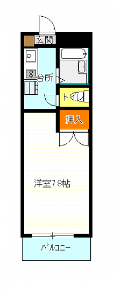 G号室はこの間取りの反転となります