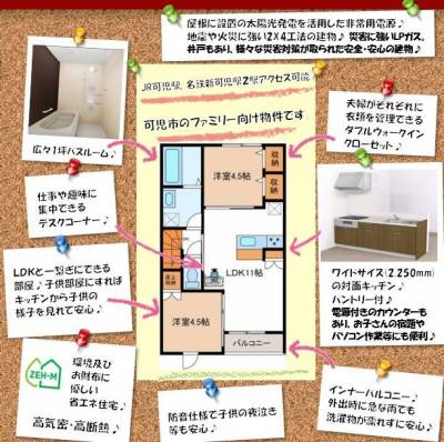 南側採光！収納多し！浴室、キッチンが広めの生活重視の間取り♪