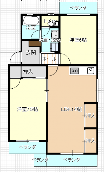静岡県静岡市駿河区 カーサ芝Ⅱ105号の間取り図