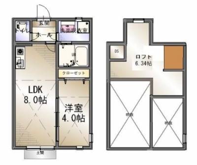 10.5平米のロフト付き１LDK