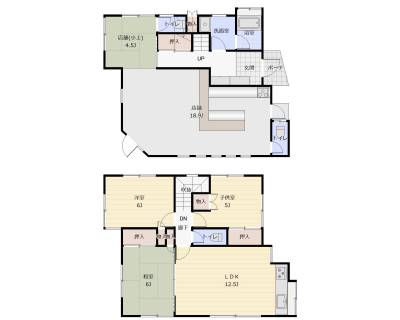 神奈川県茅ヶ崎市 茅ヶ崎若松町　店舗付き戸建ての間取り図
