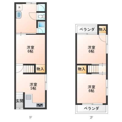 大阪府枚方市 田口1丁目リノベテラス1-2階の間取り図