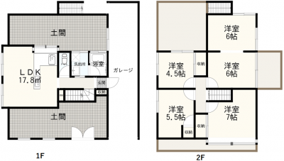 5LDK 104㎡に、多目的の13帖土間、バルコニーx2!