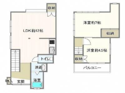 大阪府寝屋川市 寝屋川市菅相塚町2DKの間取り図