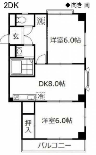 3方向角部屋