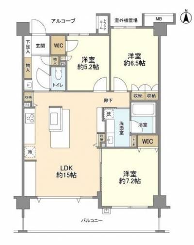 南側に広く接する解放感の高い間取り