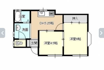 広めの2DKです。
バス洗面所トイレ独立です。