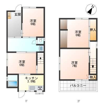 兵庫県神戸市北区 鈴蘭台東町２丁目戸建の間取り図