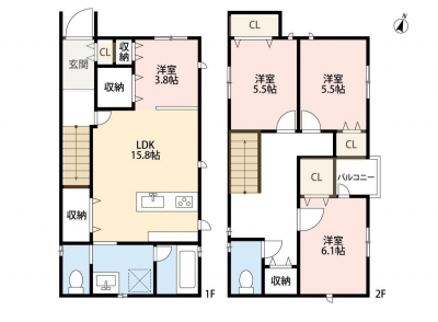 岐阜県本巣郡北方町 北方町加茂戸建の間取り図