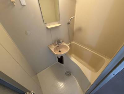 バス・トイレ別の浴室。洗面台付き