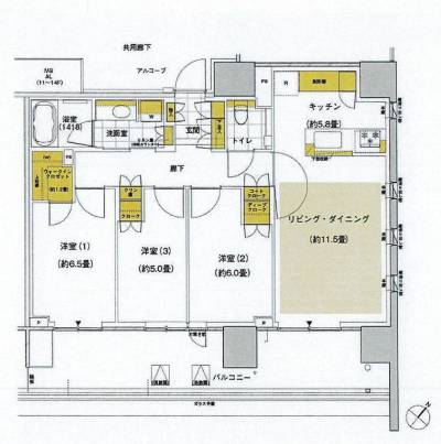 晴海フラッグ サンヴィレッジD棟408（東京都中央区）の間取り図