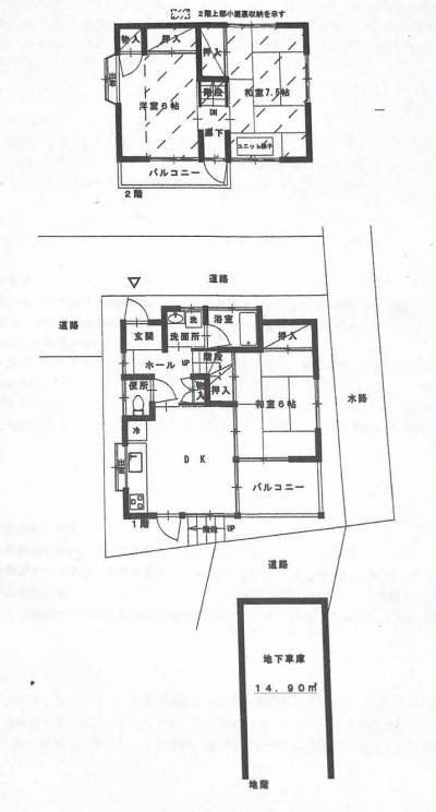 斜線部分が納戸（グルニエ）です